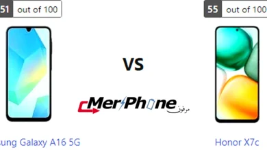 مقارنة شكل الإطار المعدني بين Samsung Galaxy A16 5G و Honor X7c