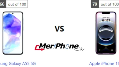 صورة توضح استهلاك البطارية في Samsung Galaxy A55 5G و Apple iPhone 16e