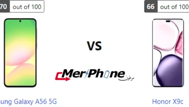 مقارنة وضعية الإمساك باليد لـ Samsung Galaxy A56 5G و Honor X9c