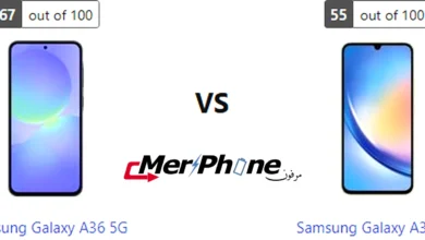 صورة توضح نصوع الألوان في شاشة Samsung Galaxy A36 5G و Samsung Galaxy A34 5G