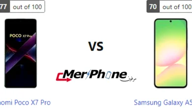 صورة توضح الفرق في الإضاءة الخلفية لـ Xiaomi Poco X7 Pro و Samsung Galaxy A56 5G