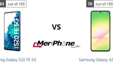 مقارنة الويدجت في الشاشة الرئيسية لـ Samsung Galaxy S20 FE 5G و Samsung Galaxy A56 5G