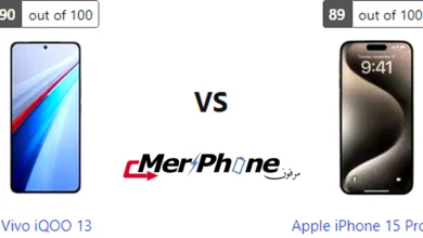 صورة توضح نصوع الألوان في شاشة Vivo iQOO 13 و Apple iPhone 15 Pro Max