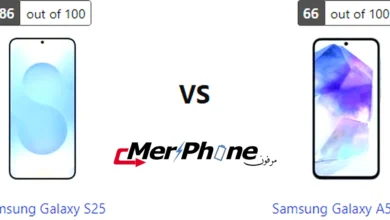 صورة توضح الفرق في الإضاءة الخلفية لـ Samsung Galaxy S25 و Samsung Galaxy A55 5G