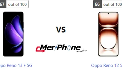 صورة توضح حجم النوتش في Oppo Reno 13 F 5G و Oppo Reno 12 5G