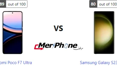 صورة توضح شعار الشركة على Xiaomi Poco F7 Ultra و Samsung Galaxy S23 Ultra