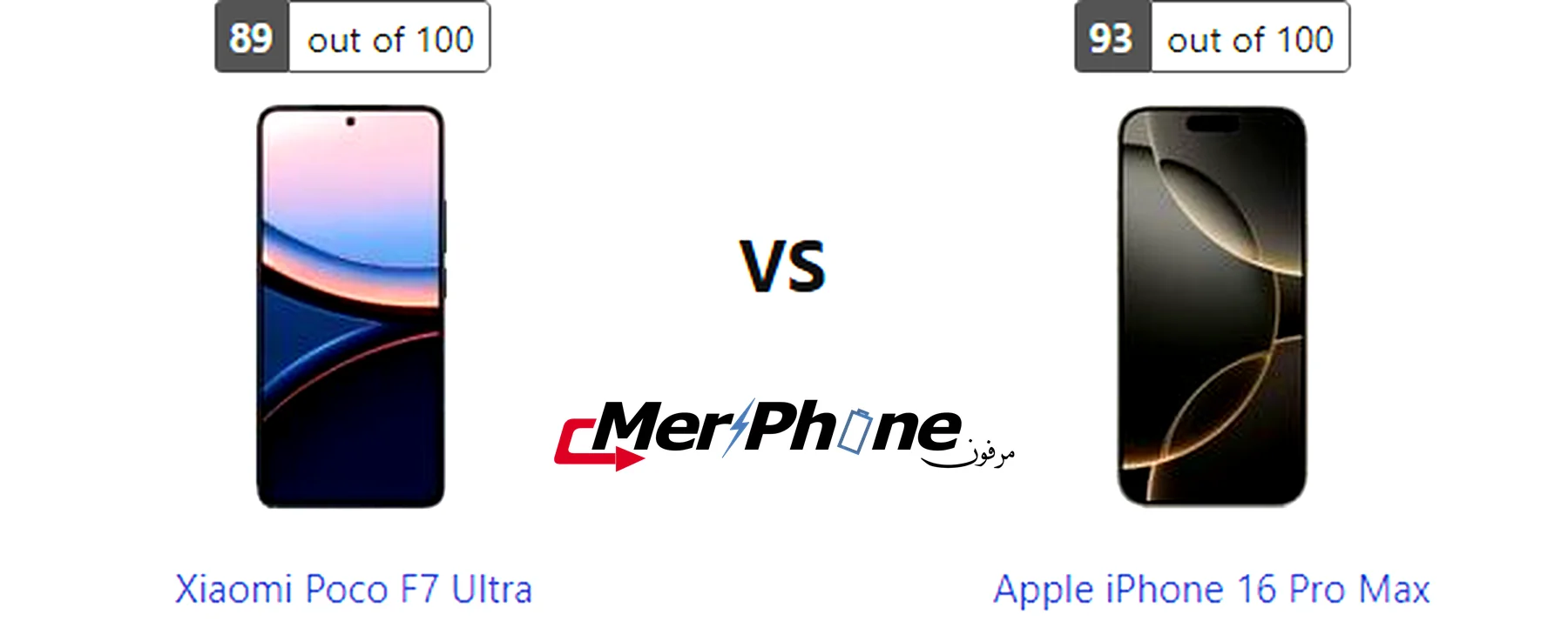 صورة توضح الفرق في الإضاءة الخلفية لـ Xiaomi Poco F7 Ultra و Apple iPhone 16 Pro Max
